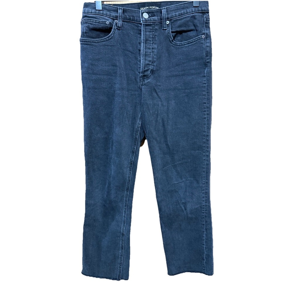 Denim Forum The Arlo High Rise Straight Leg Jeans Womens 28L Button Fly Raw Hem